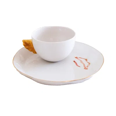 Maji Atelier Gold / Neutrals Volans Cup & Nuaj Kiss Plate Porcelain Set