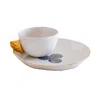 Maji Atelier Gold / Neutrals Volans Cup & Nuaj Trisgale Plate Porcelain Set In Gold