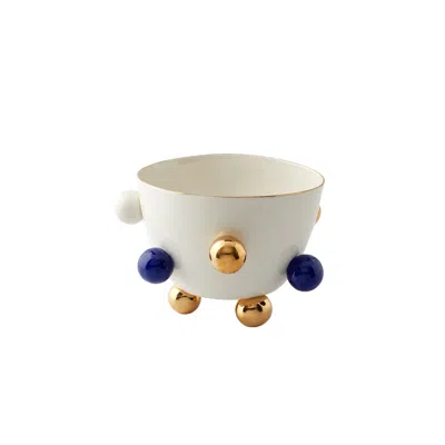 Maji Atelier Neutrals / Blue / Gold Cosmos Porcelain Bowl Large, Gold-dark Blue Detail In Multi