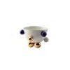 Maji Atelier Neutrals / Blue / Gold Cosmos Porcelain Bowl Medium, Gold-dark Blue Detail In White