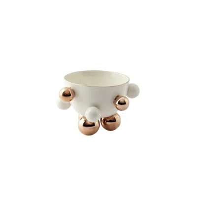 Maji Atelier Neutrals / Gold Cosmos Porcelain Bowl Medium, Gold Detail In White