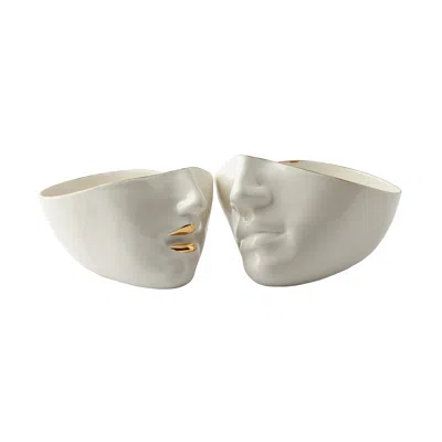 Maji Atelier Neutrals / Gold Infinity Love Porcelain Bowls In White