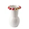 Maji Atelier Neutrals / Gold / Red Cosmos Porcelain Vase M, Gold – Red Detail In White