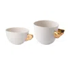 Maji Atelier Neutrals / Gold Volans Winged Porcelain Cup Duo – Transparent, Small & Medium In Gold
