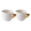 Maji Atelier Neutrals / Gold Volans Winged Porcelain Cup Set Of Two – Transparent In Gold