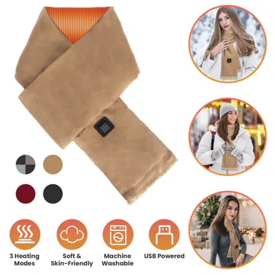 Majji Electric Heated Winter Scarf Usb Heating Neck Wrap Unisex Heated Neck Shawl Soft Warm Scarves With 3 In Pink