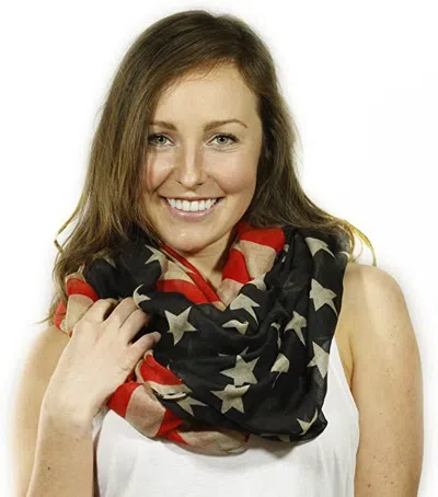 Majji Vintage Inspired American Flag Infinity Scarf In Multi