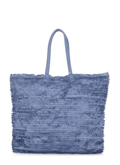 Majo Blue  Leather Shoulder Bag