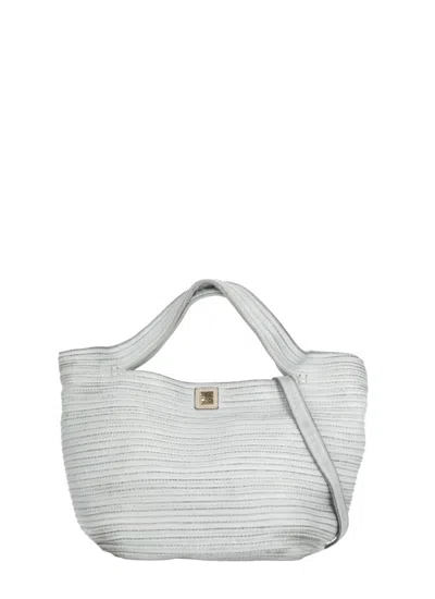Majo Textured Light Blue Leather Shoulder Bag With Versatile Carrying Options In White