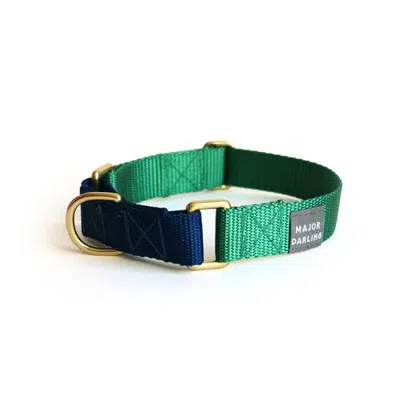 Major Darling Martingale Dog Collar In Kelly Green + Teal