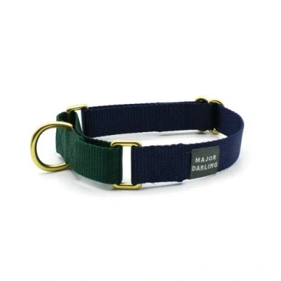 Major Darling Martingale Dog Collar In Navy + Forest