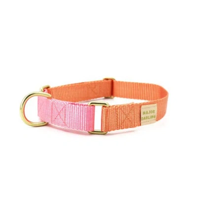 Major Darling Martingale Dog Collar In Peach + Pink