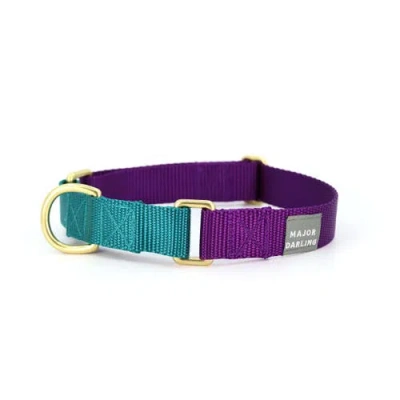 Major Darling Martingale Dog Collar In Violet + Teal