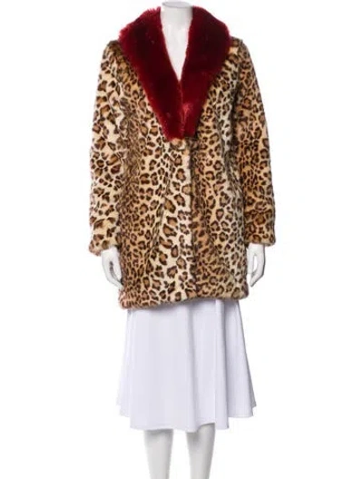 Pre-owned Majorelle Animal Print Faux Fur Coat In Multi