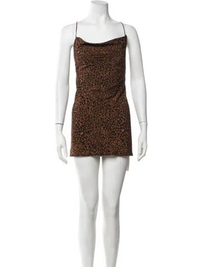 Pre-owned Majorelle Animal Print Mini Dress In Brown
