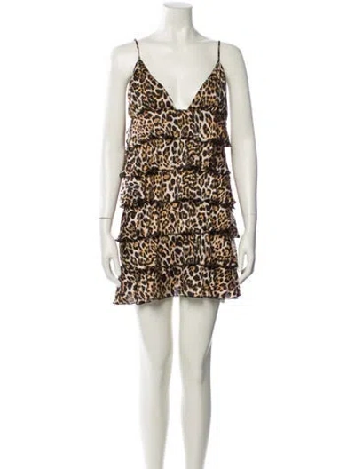 Pre-owned Majorelle Animal Print Mini Dress In Neutral