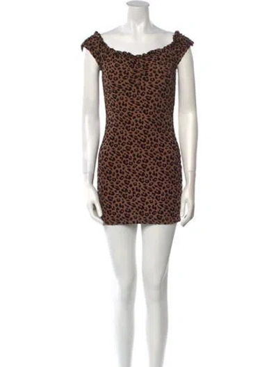 Pre-owned Majorelle Animal Print Mini Dress In Neutral