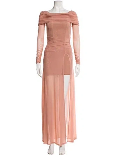 Pre-owned Majorelle Bateau Neckline Long Dress In Pink