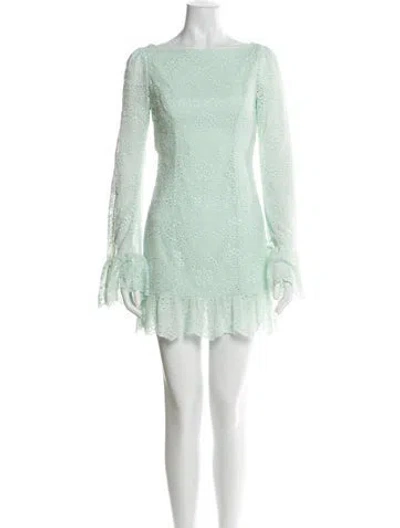 Pre-owned Majorelle Bateau Neckline Mini Dress In Green
