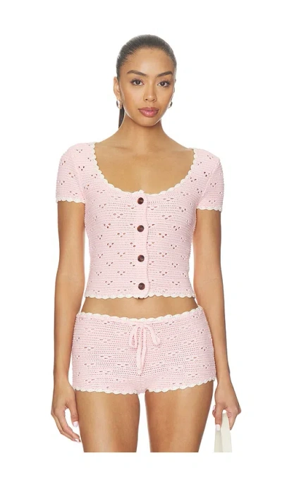 Majorelle Bernadette Short Sleeve Top In Pink