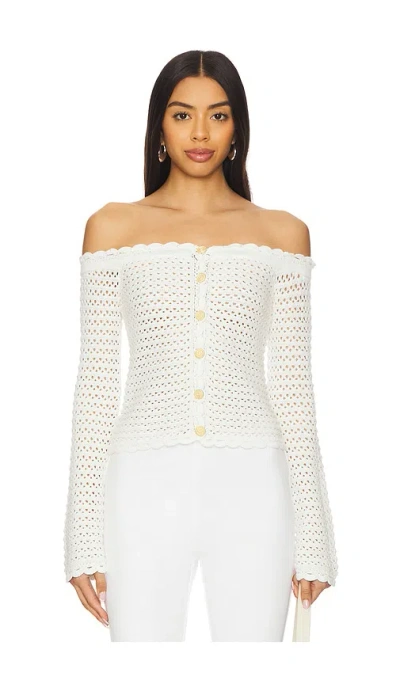 Majorelle Clare Crochet Cardigan In White