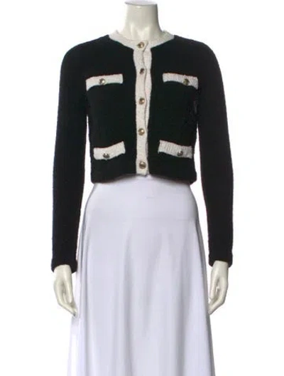 Pre-owned Majorelle Colorblock Pattern Crew Neck Sweater In Black