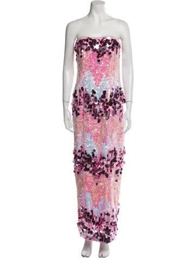 Pre-owned Majorelle Colorblock Pattern Long Dress In Pink