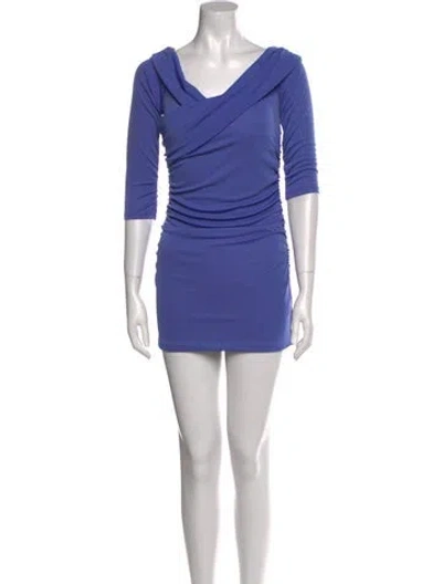 Pre-owned Majorelle Cowl Neck Mini Dress In Blue