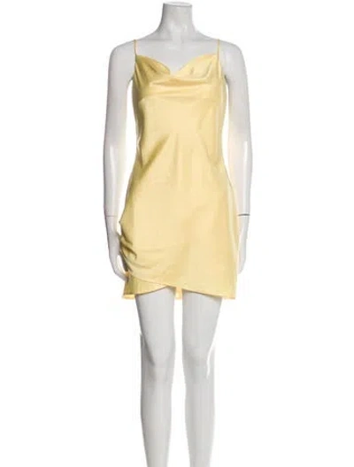 Pre-owned Majorelle Cowl Neck Mini Dress In Yellow