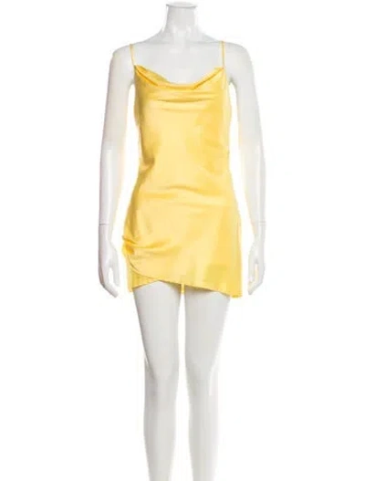 Pre-owned Majorelle Cowl Neck Mini Dress In Yellow