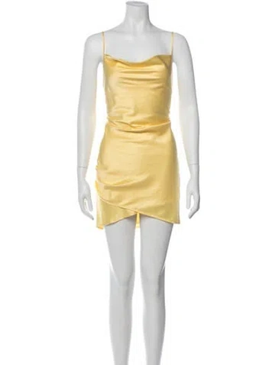 Pre-owned Majorelle Cowl Neck Mini Dress In Yellow