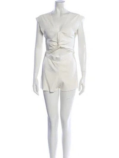 Pre-owned Majorelle Cowl Neck Romper In Neutral