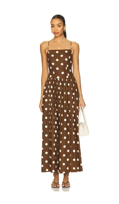Majorelle Dot Maxi Dress In Brown