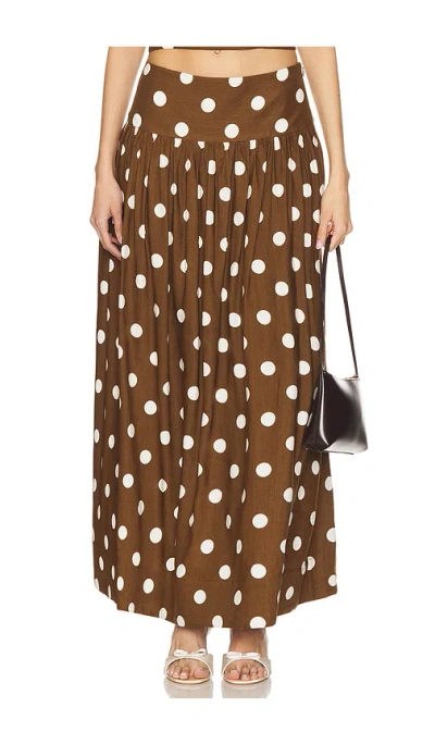 Majorelle Dot Maxi Skirt In Brown
