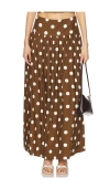Majorelle Dot Maxi Skirt In Brown & Ivory Dot