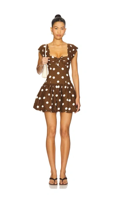 Majorelle Dot Mini Dress In Brown