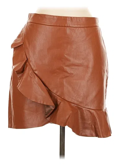 Pre-owned Majorelle Faux Leather Skirt In Brown