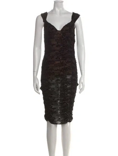 Pre-owned Majorelle Floral Print Knee-length Dress In Black