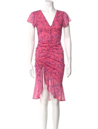 Pre-owned Majorelle Floral Print Knee-length Dress In Pink