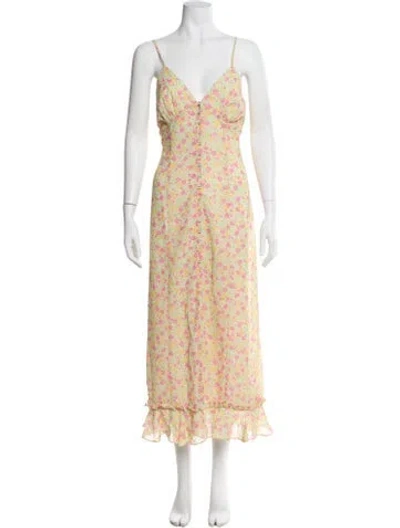 Pre-owned Majorelle Floral Print Long Dress In Green