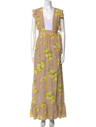 Pre-owned Majorelle Floral Print Long Dress In Neutral