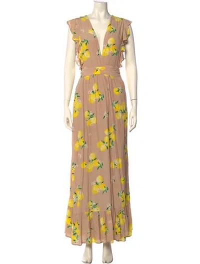 Pre-owned Majorelle Floral Print Long Dress In Neutral