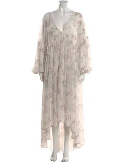 Pre-owned Majorelle Floral Print Long Dress In Neutral