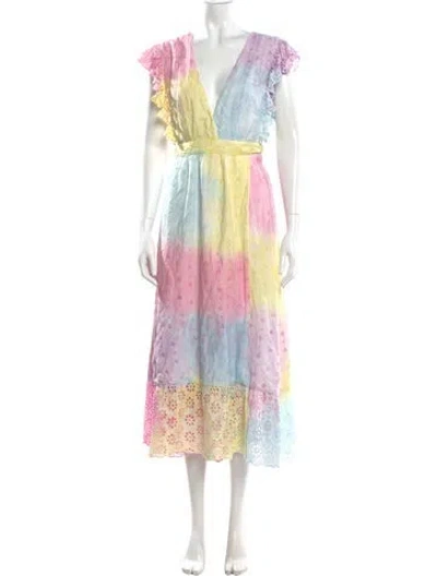 Pre-owned Majorelle Floral Print Long Dress In Pink