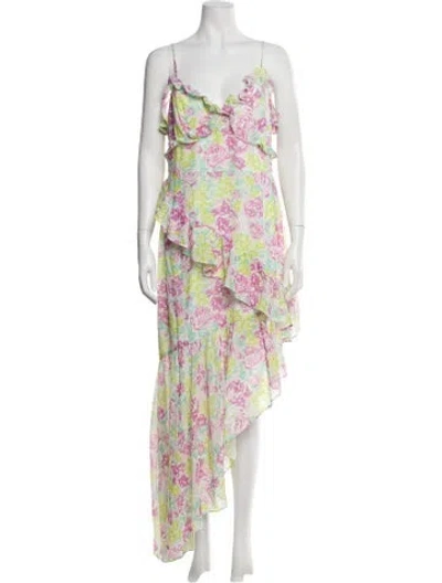 Pre-owned Majorelle Floral Print Long Dress In White