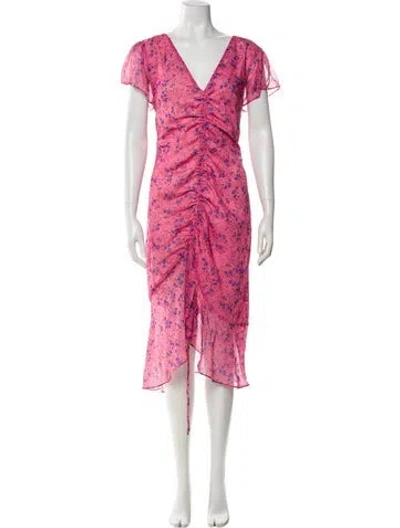 Pre-owned Majorelle Floral Print Midi Length Dress In Pink