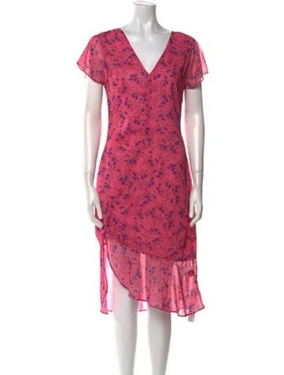 Pre-owned Majorelle Floral Print Midi Length Dress In Pink