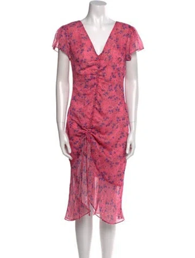 Pre-owned Majorelle Floral Print Midi Length Dress In Pink