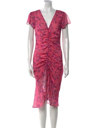 Pre-owned Majorelle Floral Print Midi Length Dress In Pink
