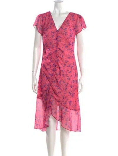 Pre-owned Majorelle Floral Print Midi Length Dress In Pink